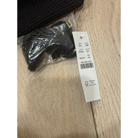 New J.Crew Sz XXL Black Heritage Textured Oh-ring Bandeau Bikini Top W Halter - Picture 5 of 7